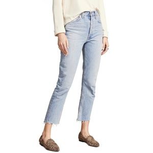 Agolde Riley Hi-Rise Straight Crop Jeans, Zephyr Wash